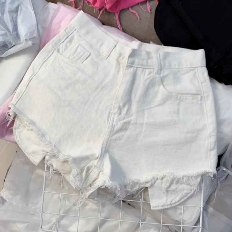 Quần Short Jeans Nữ Lưng Cao Túi Dài Đủ Màu Trơn Lưng Cao Chất Vãi Dày Dặn