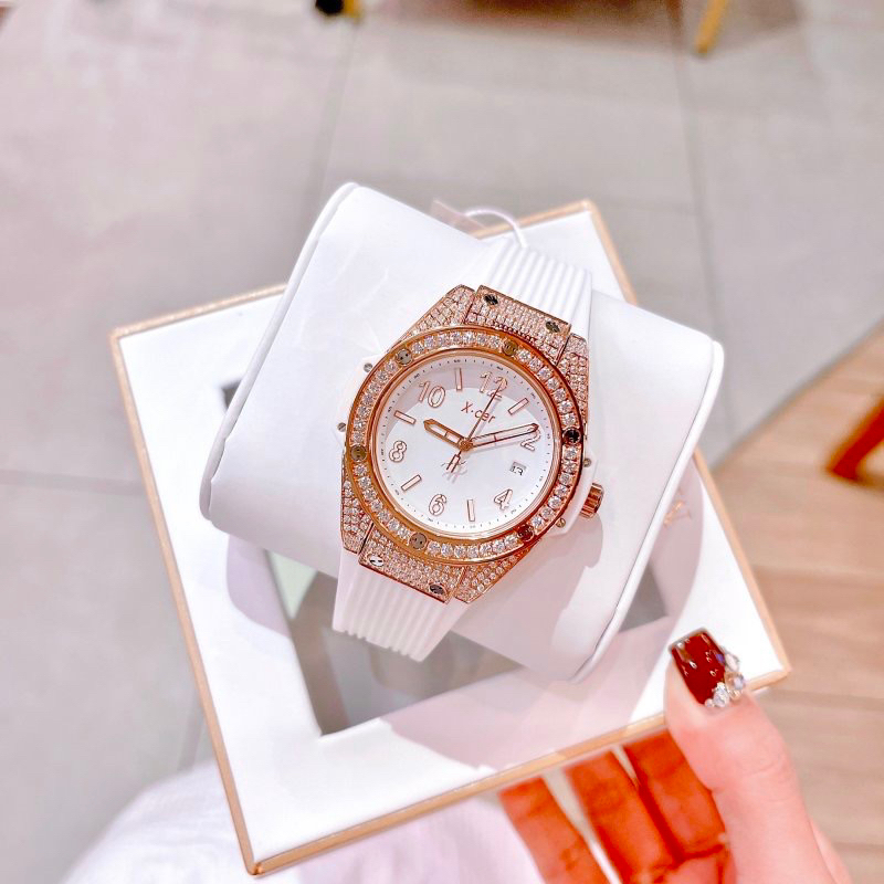 Đồng hồ nữ Xcer  B0611  Chính hãng mặt tròn đính đá siz 36mm