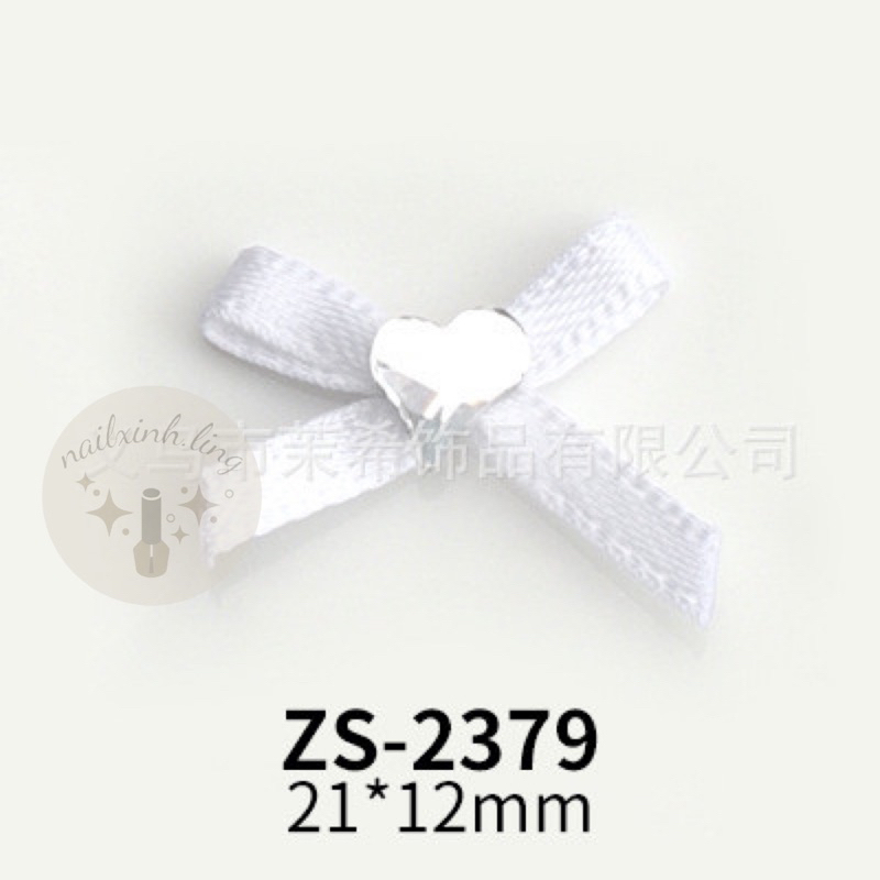 Charm Nơ Vải Ruyban Đính Đá Hình Tim Mẫu Mới Hot R2- Phụ Kiện Nơ Vải Ruy Băng Đá Tim