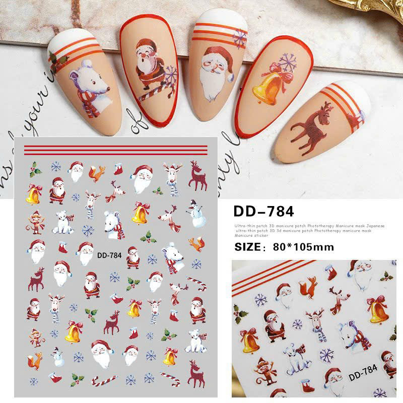 Sticker dán móng, sticker noel, giáng sinh Miếng dán móng tay 3D nail sticker