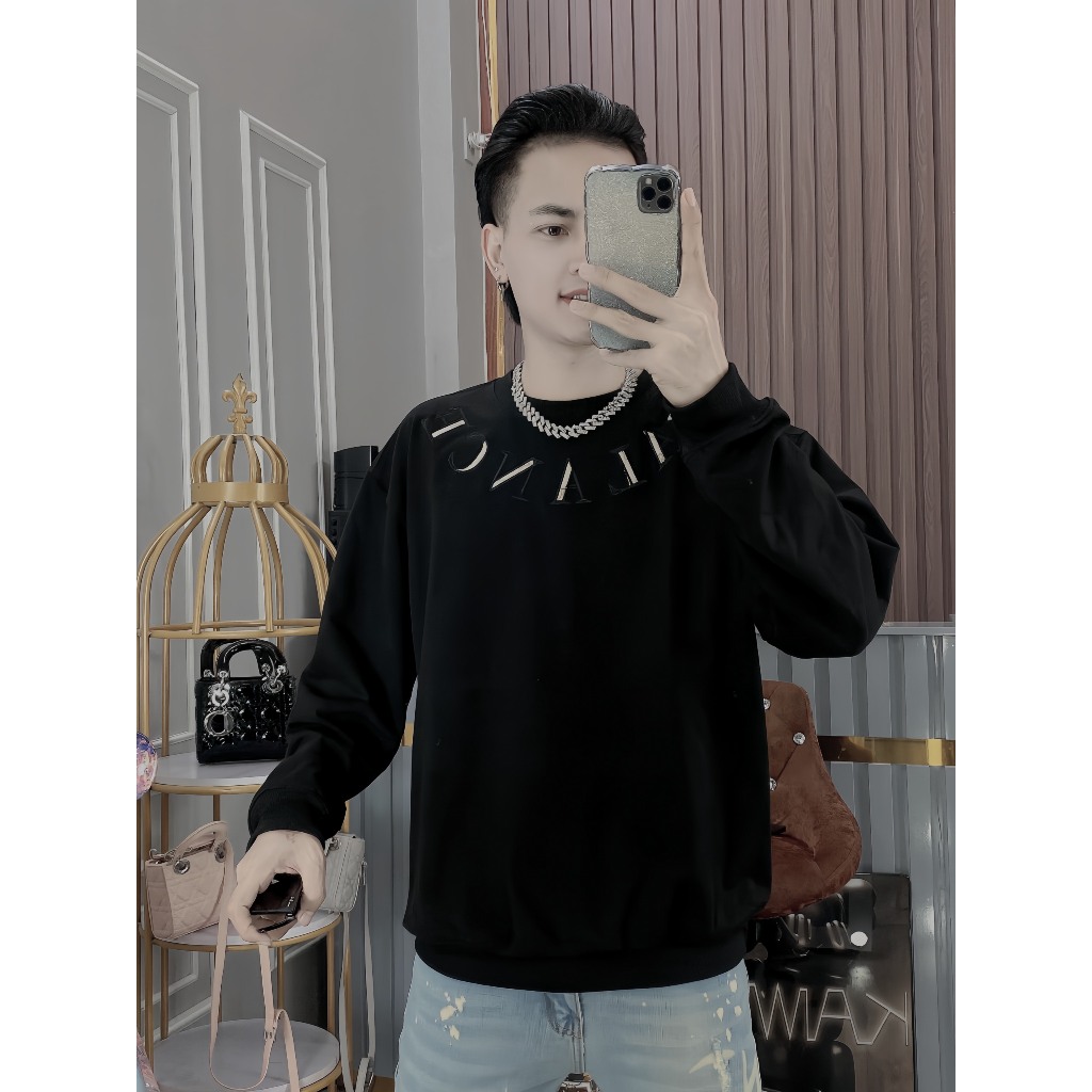 Áo thu đông cặp đôi nam nữ fom dáng sweater thêu balence chất nỉ 2 da dày dặn mặc rất ấm