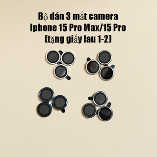 Bộ dán mắt kim loại dời bảo vệ camera cho iPhone 15 Pro Max, 15 Pro