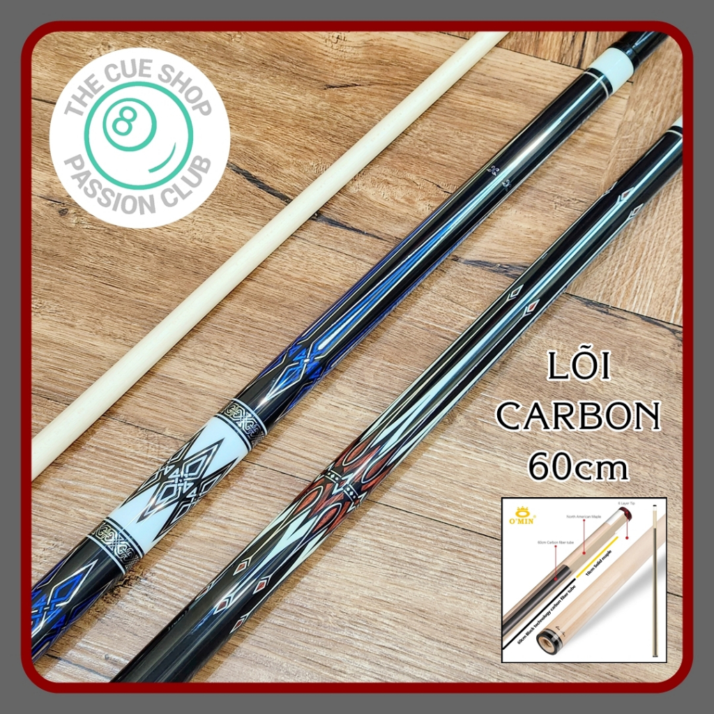 Cơ bida Omin XF-A Series lõi Carbon 60cm xuyên tâm, tặng kèm đầy đủ phụ kiện.
