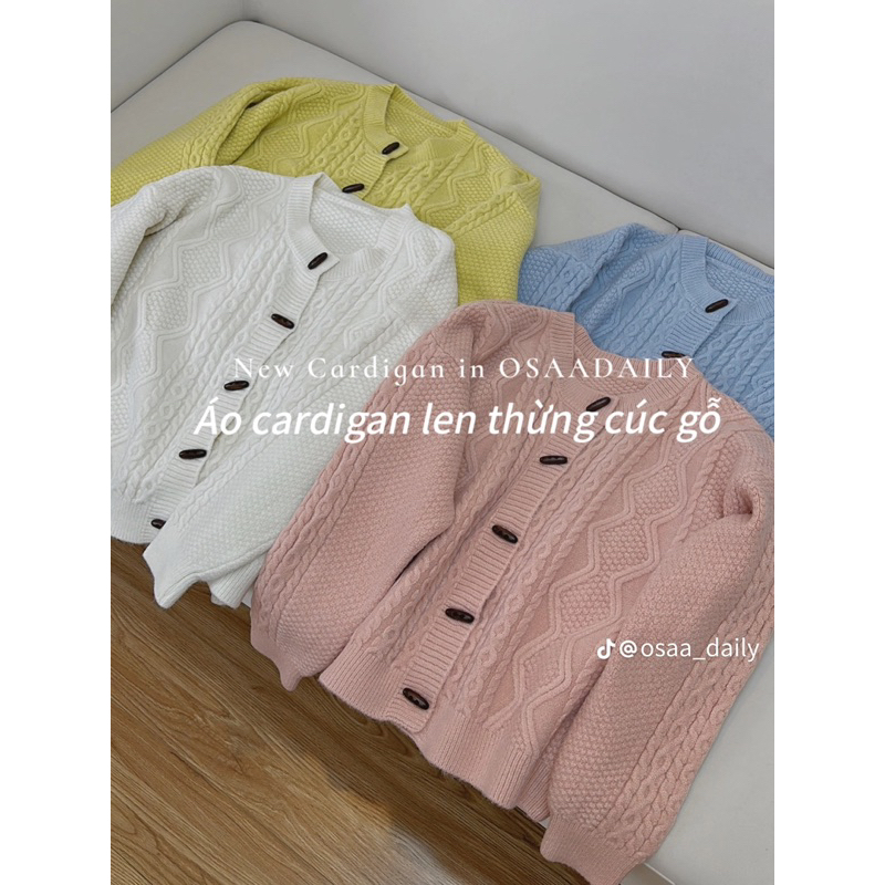 Áo Len Cardigan Vặn Thừng Cúc Gỗ Chất Len Dày Dặn - OSAA DAILY