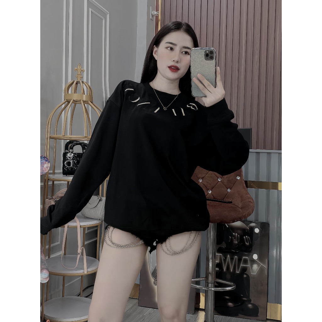 Áo thu đông cặp đôi nam nữ fom dáng sweater thêu balence chất nỉ 2 da dày dặn mặc rất ấm