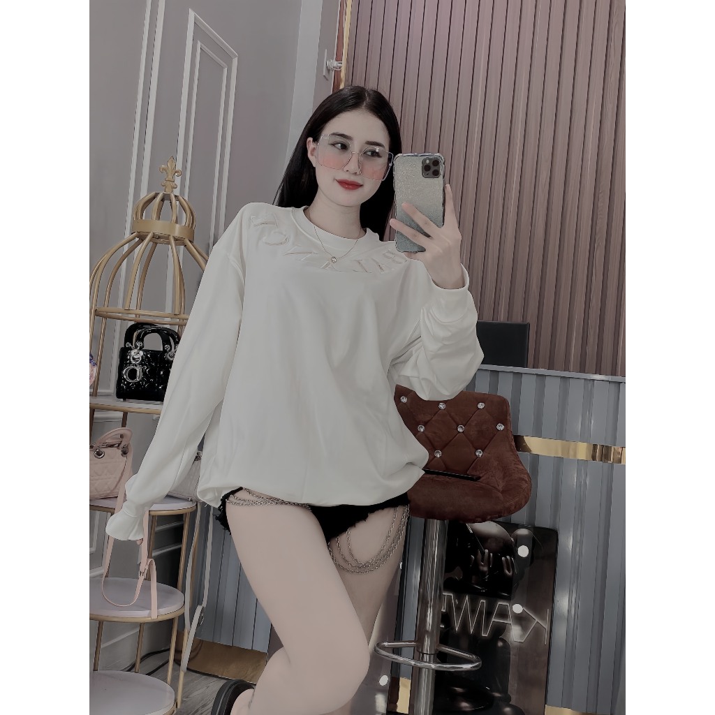 Áo thu đông cặp đôi nam nữ fom dáng sweater thêu balence chất nỉ 2 da dày dặn mặc rất ấm