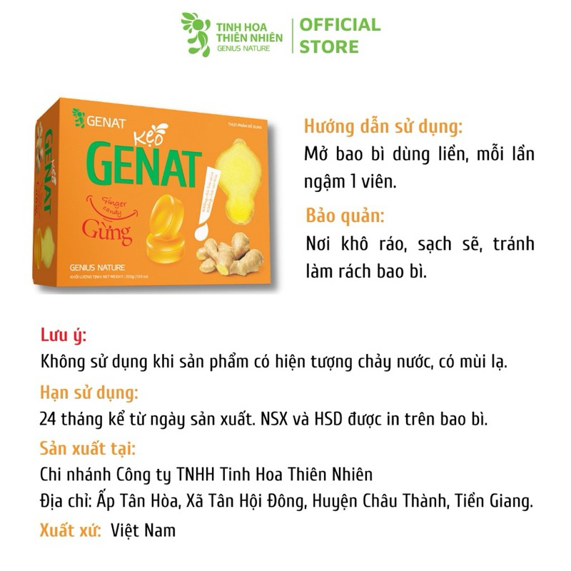Kẹo Ngậm Genat Gừng