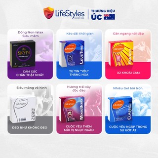 Bao cao su Lifestyles siêu mỏng gân gai kéo dài thời gian nhiều gel tăng khoái cảm
