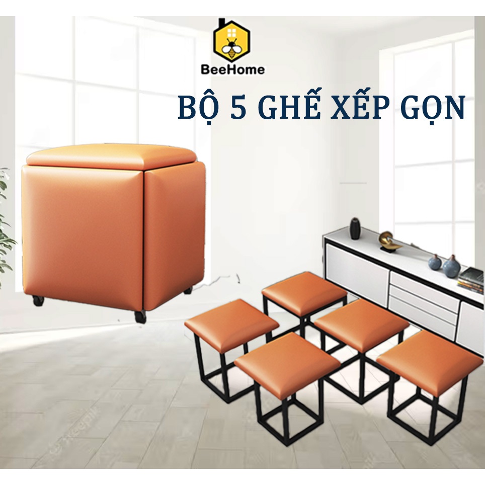 Ghế sofa xếp gọn, Ghế rubik Gấp Gọn thông minh 5 Trong 1,Đôn sofa mix nhiều màu sắc