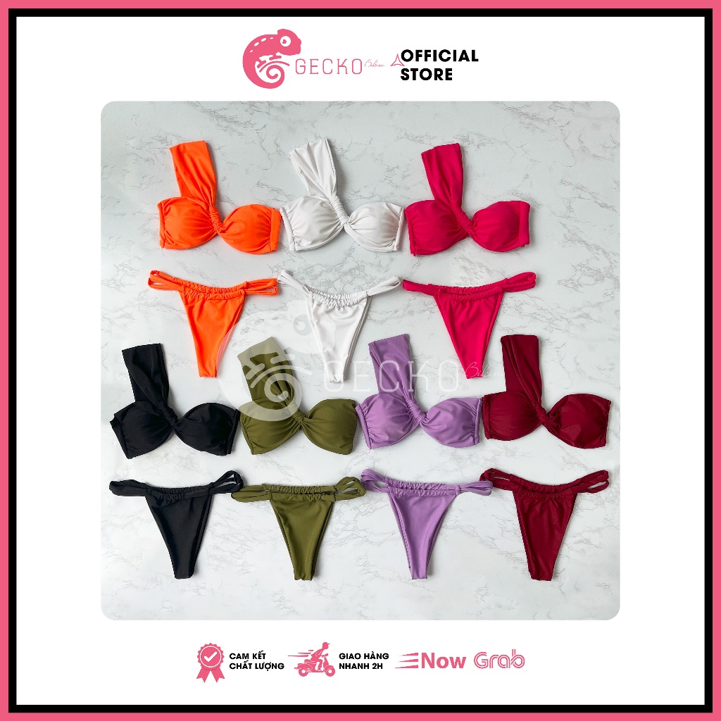 [HCM] Bikini GECKO 2 Mảnh Lọt Khe Áo Lệch Vai Quần Đan Dây 2M40-A (Ảnh Thật, 7 Màu) | BigBuy360 - bigbuy360.vn