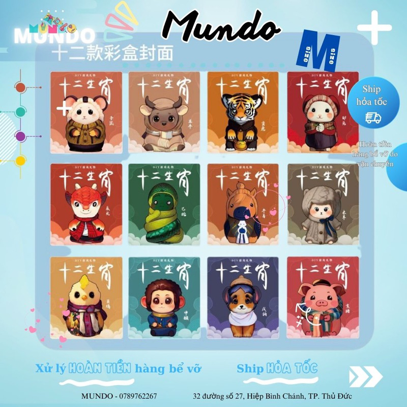 Tô Tượng Thạch Cao 12 Con Giáp Mùa Đông Size M, Tượng Thạch Cao MUNDO