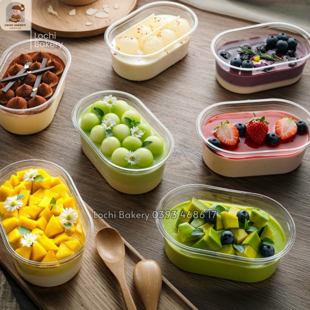 Hộp Oval nhựa trong đựng bánh Mousse, Tiramisu / Hộp đựng bánh lạnh (10 hộp)