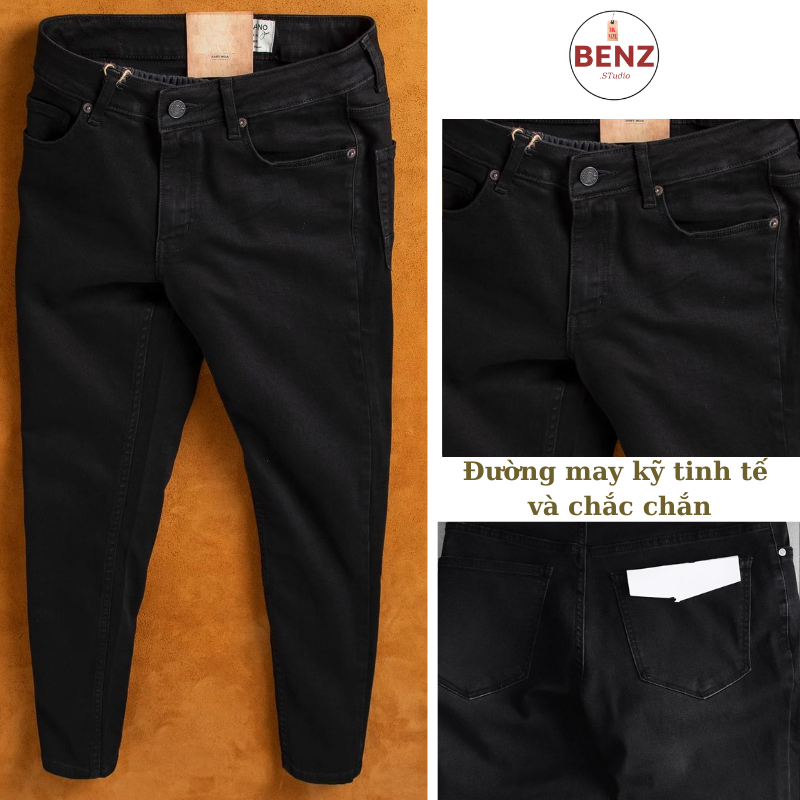 Quần jeans slimfit màu đen, quần jean nam phong cách Châu âu hot trend