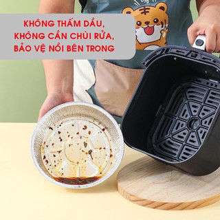 Set 50 khay giấy bạc size 22cm đựng thực phẩm dùng cho nồi chiên không dầu