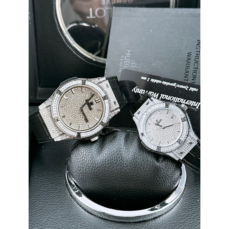 Đồng hồ cặp cao cấp nam nữ mặt tròn dây cao su