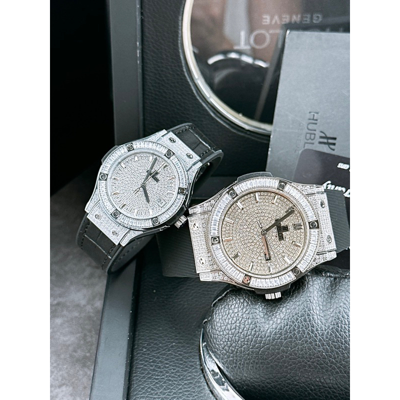 Đồng hồ cặp cao cấp nam nữ mặt tròn dây cao su