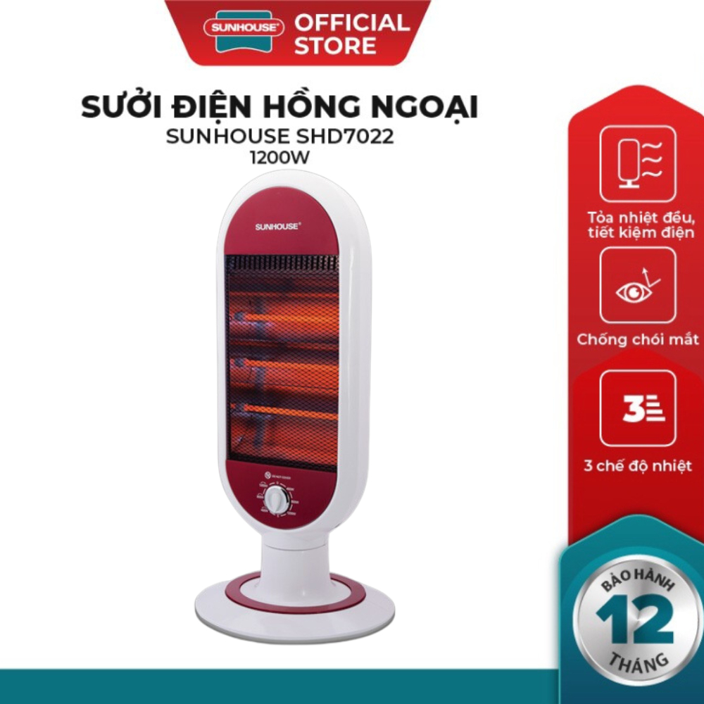 Sưởi điện 3 bóng hồng ngoại SUNHOUSE SHD7022