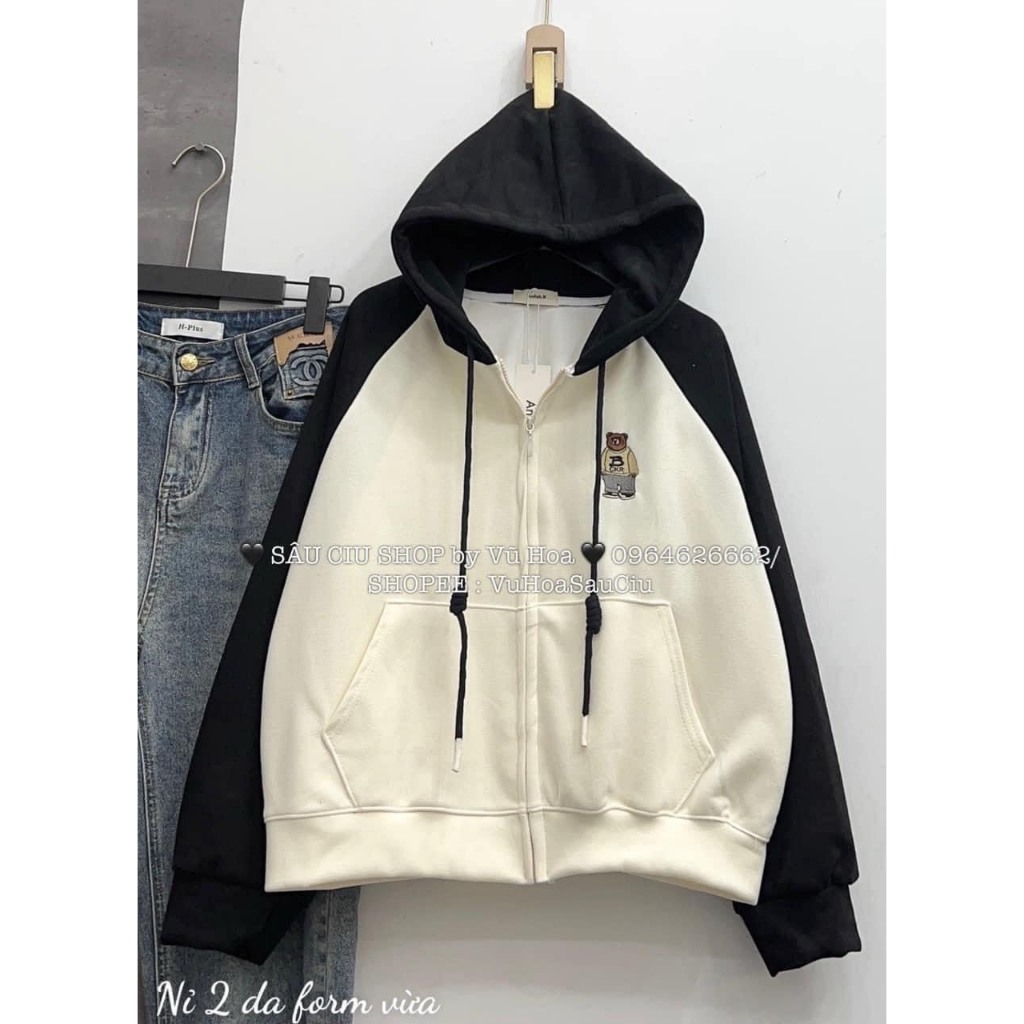 Hoodies Mix 2 màu cực dáng rộng thời trang thu đông