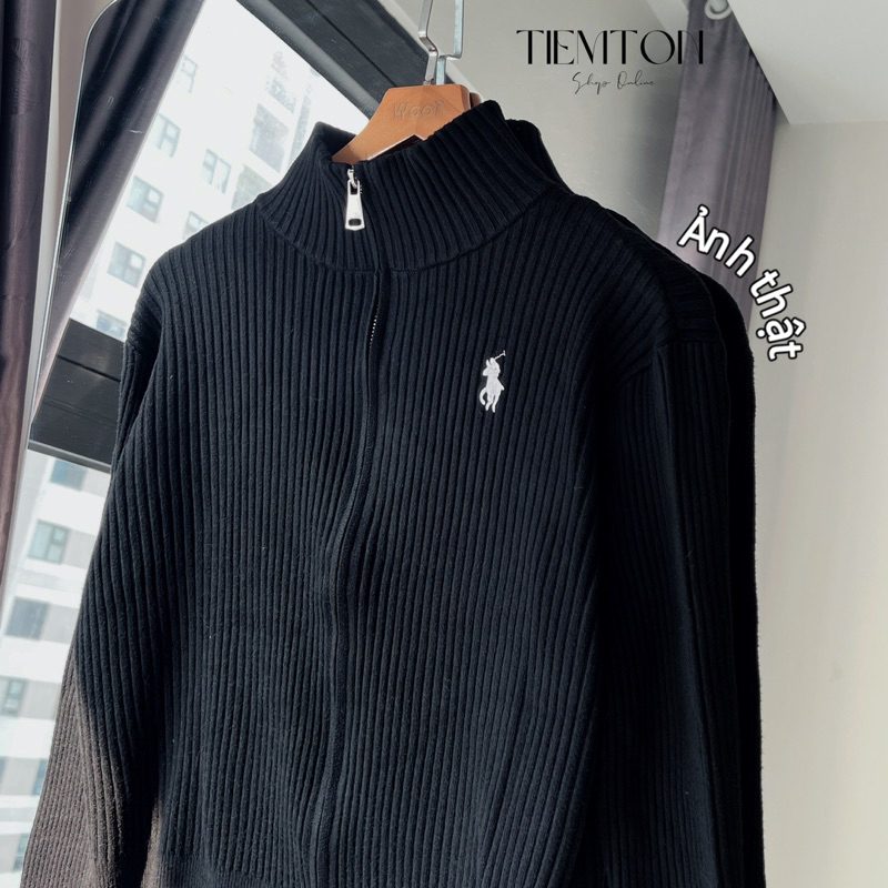 Áo khoác thêu ngựa hai khoá chất len mịn dày loại 1 phong cách hàn quốc