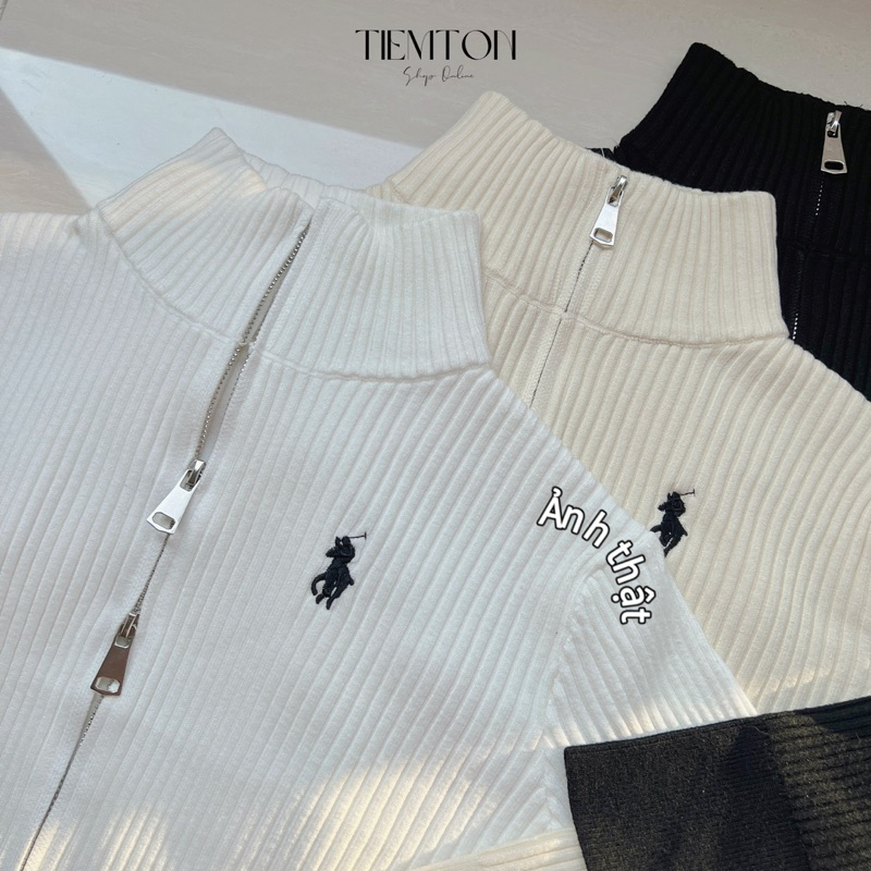 Áo khoác thêu ngựa hai khoá chất len mịn dày loại 1 phong cách hàn quốc