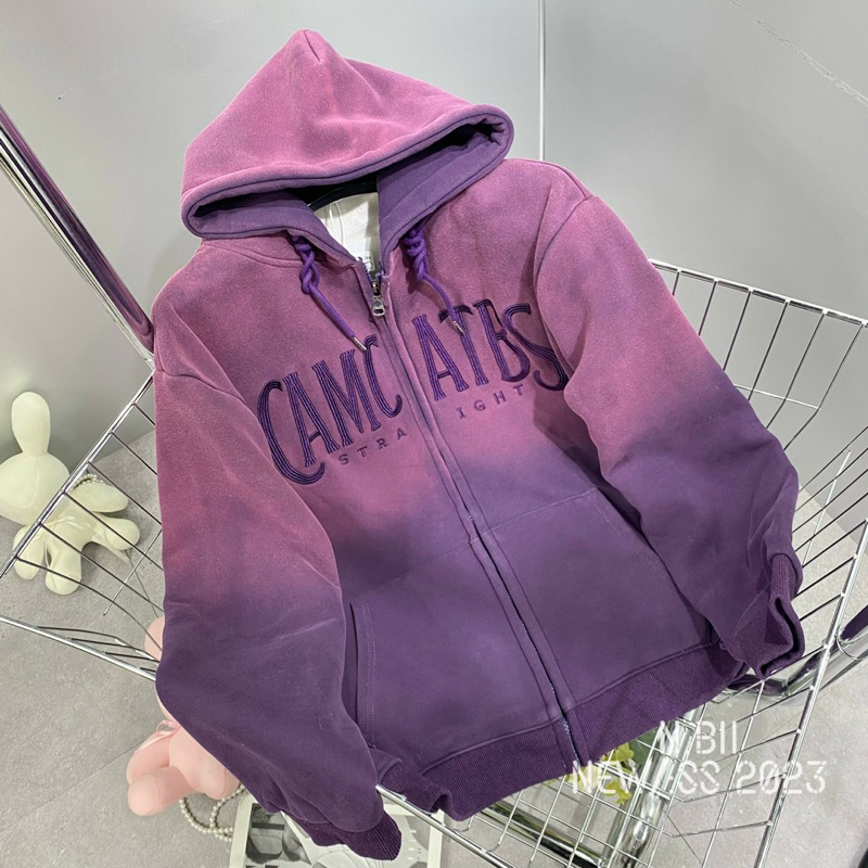 Áo hoodies zip lót lông chữ thêu hàng QCL1
