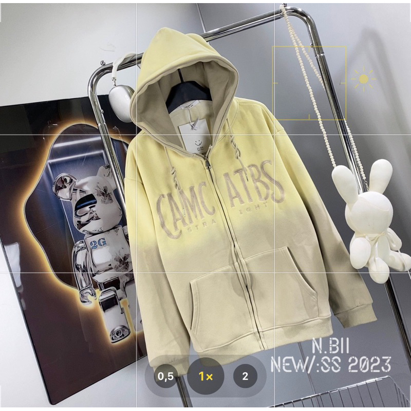Áo hoodies zip lót lông chữ thêu hàng QCL1