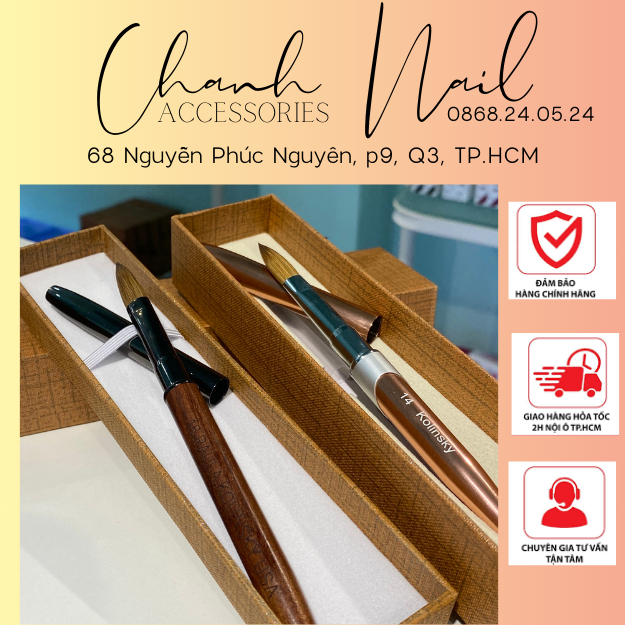Cọ đắp bột lông chồn Kolinsky cao cấp, Cọ Đắp Bột Nail Kolinsky Chính Hãng