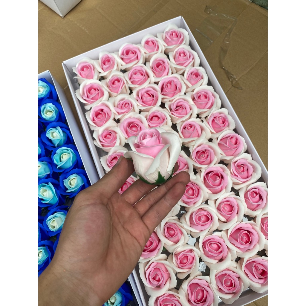 Hoa sáp 3 lớp hàng VIP loại 1 hộp 50 bông