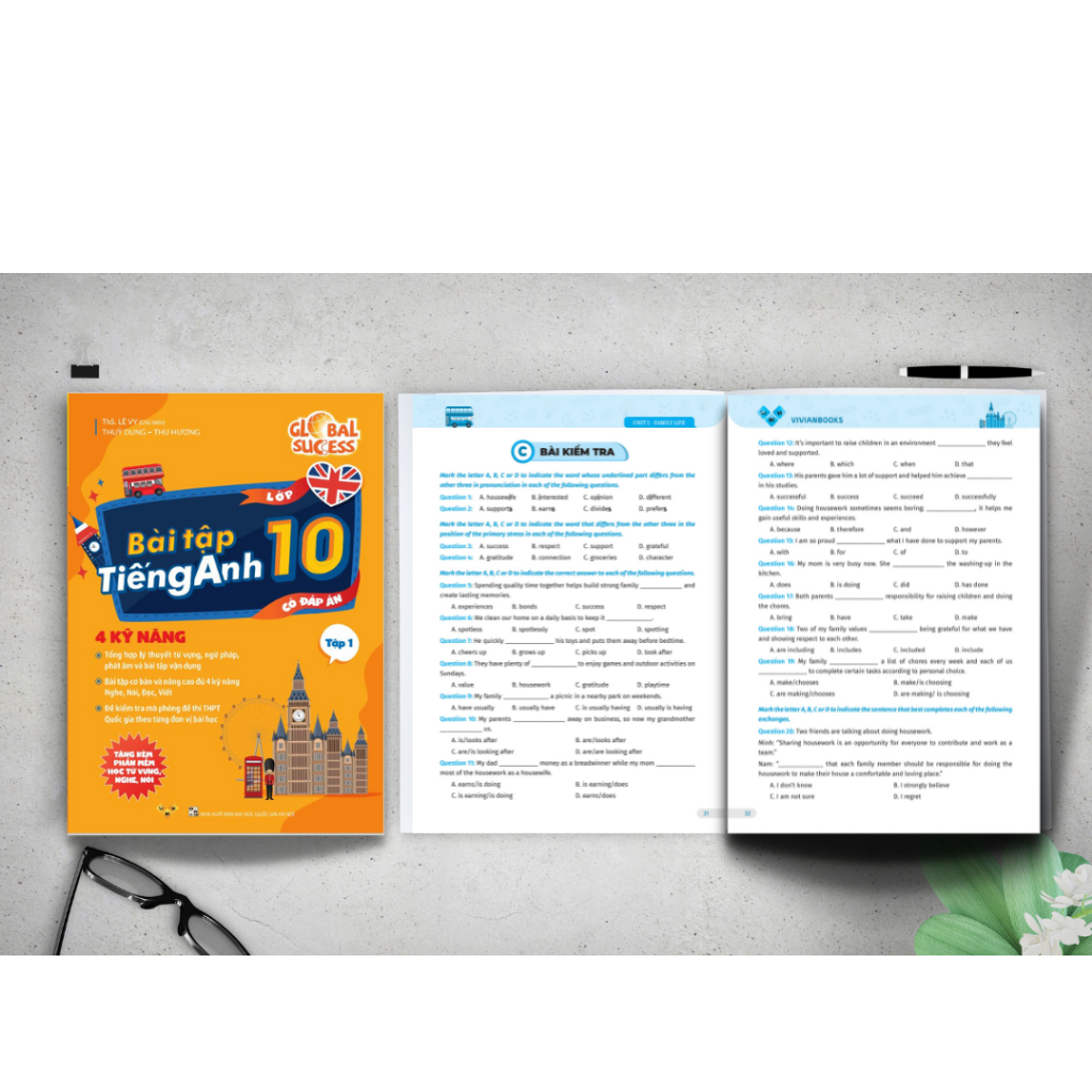 Sách bài tập tiếng Anh lớp 10 mới Global Success 4 kỹ năng  – Tập 1 ThS Lê Vy Vivian