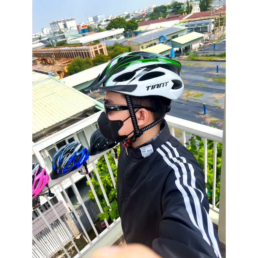 NÓN BẢO HIỂM THỂ THAO TIANT D08 TRẮNG XANH LÁ CHÍNH HÃNG