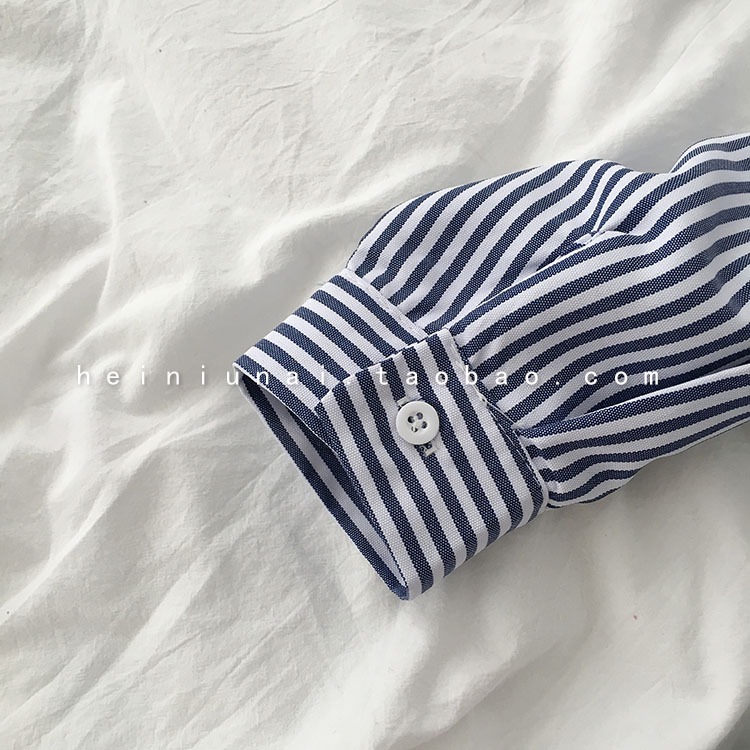 Áo sơ mi nữ Hàn Quốc Form rộng Tay dài Kẻ sọc dọc Sơ mi nữ Hàn Quốc Dáng rộng Dài tay Thời trang