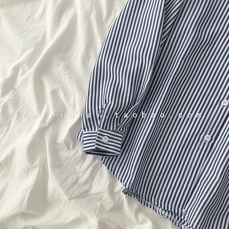 Áo sơ mi nữ Hàn Quốc Form rộng Tay dài Kẻ sọc dọc Sơ mi nữ Hàn Quốc Dáng rộng Dài tay Thời trang