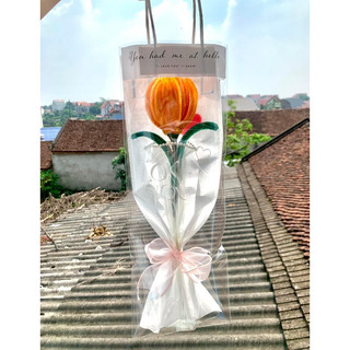 Hoa tuy líp kẽm nhung handmade