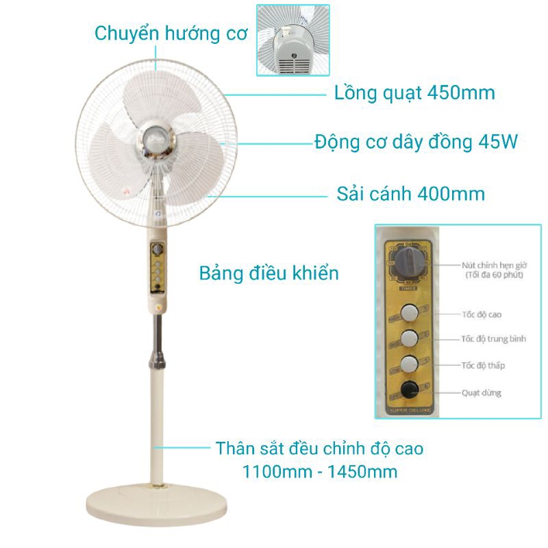 QUẠT ĐỨNG LIFAN Đ-216A hẹn giờ sử dụng văn phòng phòng khách phòng ngủ êm mát