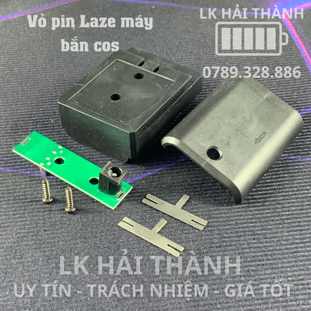 Vỏ và mạch pin máy bắn cốt, máy cân bằng laze loại gài 2 cell 3.7v có lỗ cắm sạc
