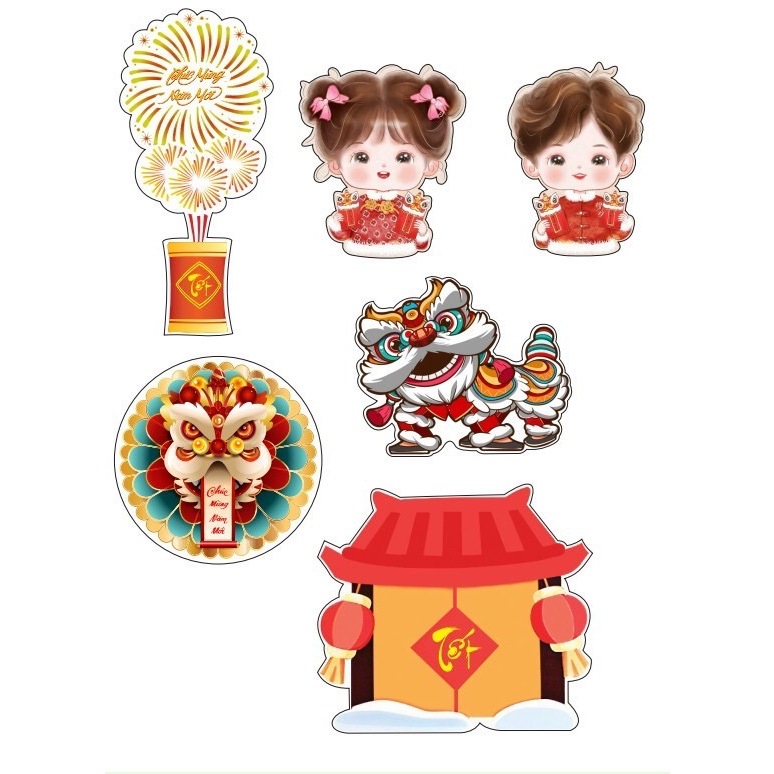 Set giấy tết trang trí bánh kem