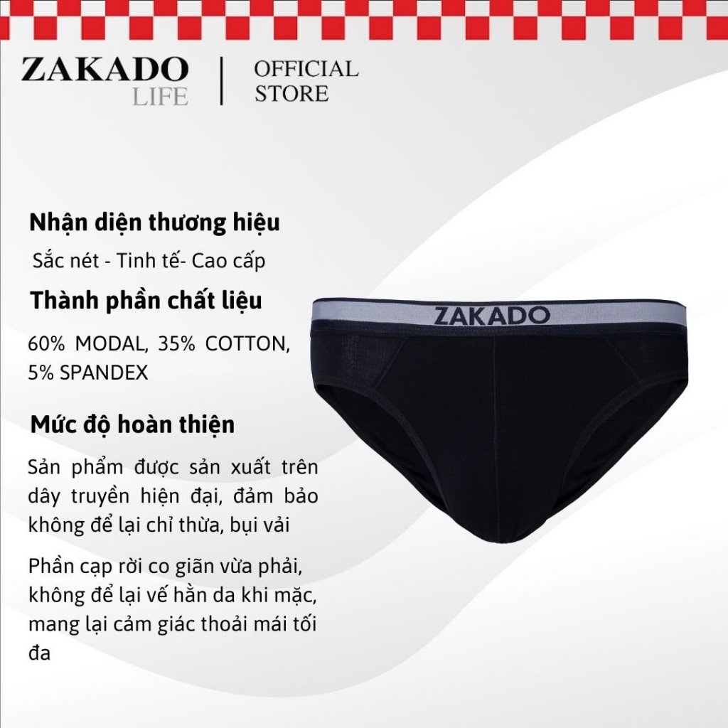 Combo 3 quần lót tam giác nam ZAKADO, cotton cao cấp, kháng khuẩn (ZSCM14)