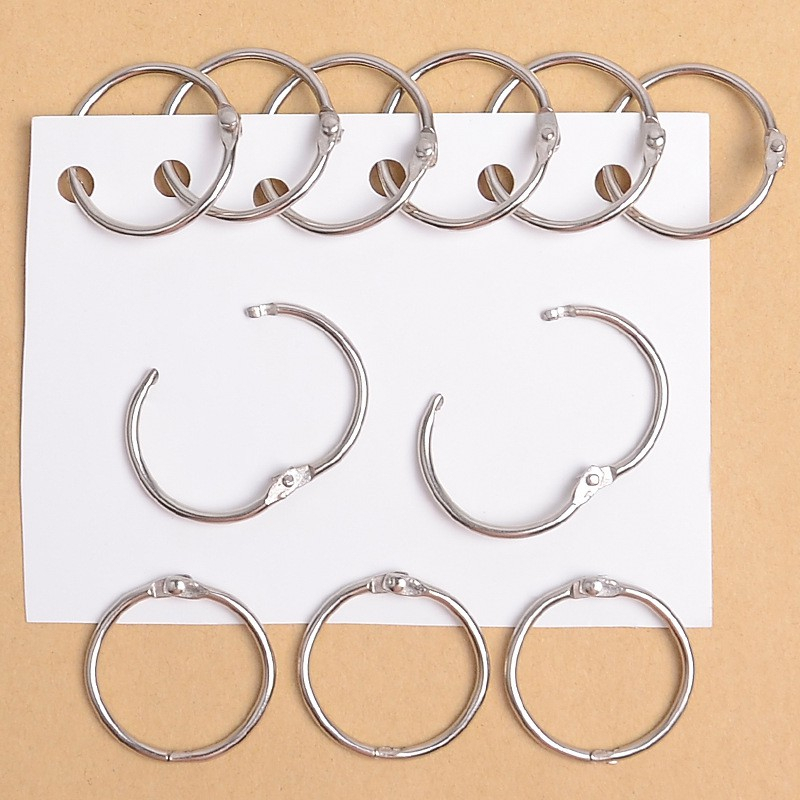 Combo 10 Khoen Tròn Inox Flashcard Đóng Gáy Sách, Album, Lịch Tết - Khoen Móc Vòng Còng Đóng Sổ, Sổ Tay