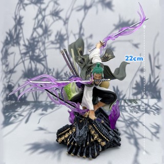 Mô hình roronoa zoro tam kiếm ngồi trên mái nhà cao 22cm - mô hình one piece fullbox