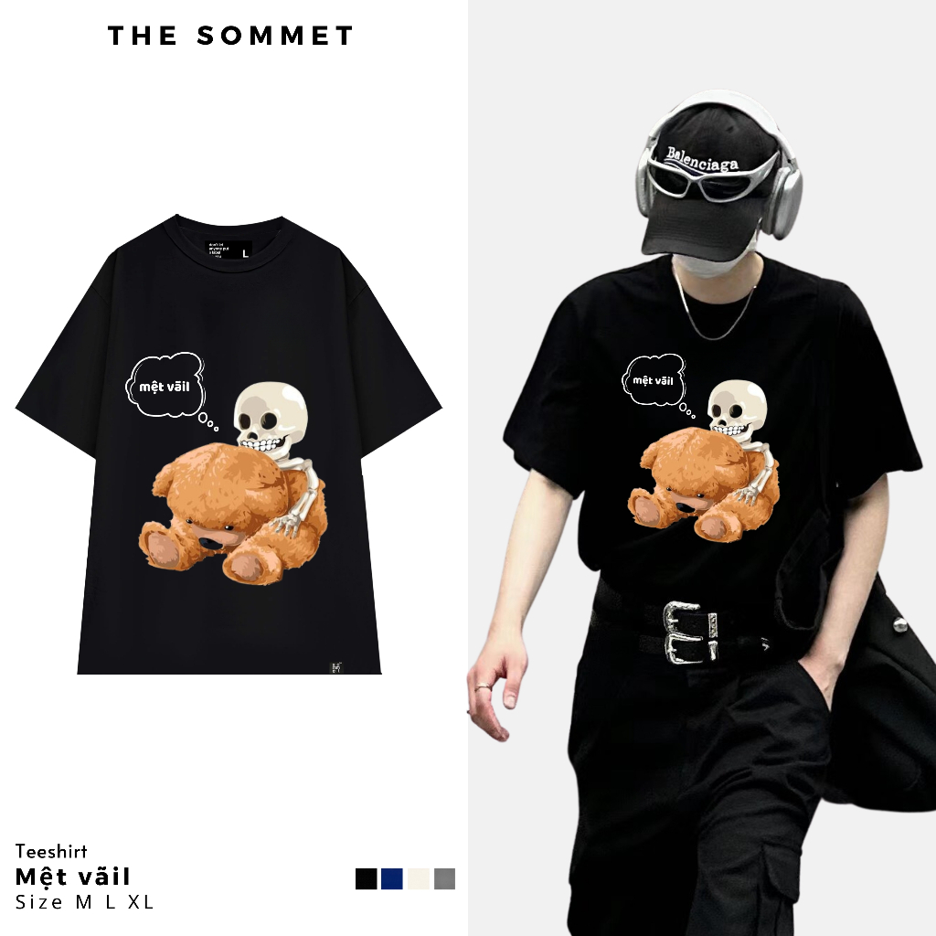 Áo Phông Cộc Tay Áo Thun Đen Unisex Metvail The Sommet - T21