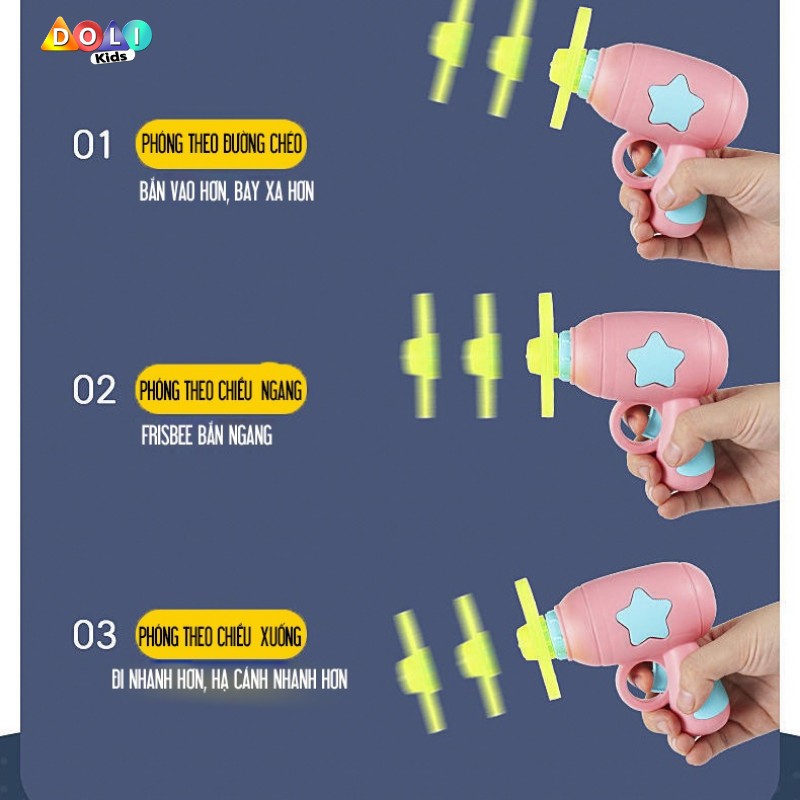 Đồ chơi súng bắn chong chóng, con quay phát sáng nhiều màu sắc cho bé