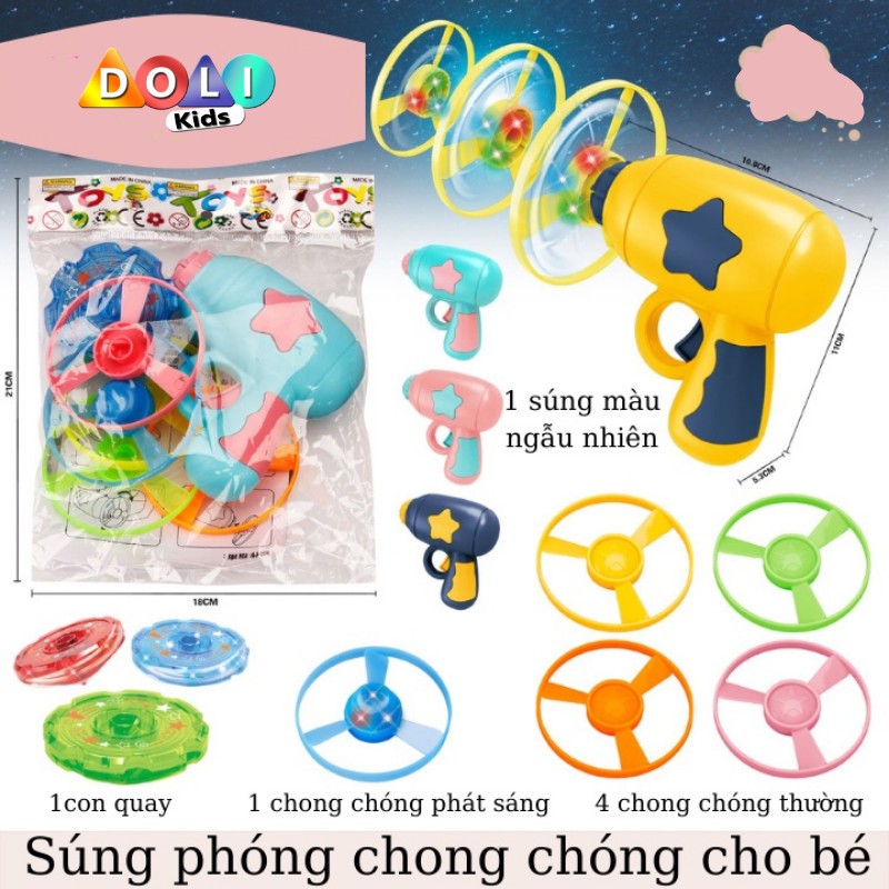 Đồ chơi súng bắn chong chóng, con quay phát sáng nhiều màu sắc cho bé