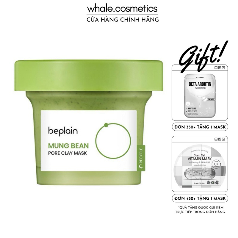 Mặt Nạ Đất Sét Beplain Mung Bean Pore Clay Từ Đậu Xanh Giảm Mụn Đầu Đen 120ml