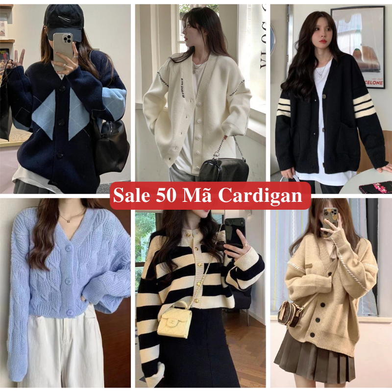 Áo Khoác Cardigan Len Nữ Dáng Rộng Dài Tay Madela, Cardigan Len Nữ Dài Tay Phong Cách Hàn Quốc