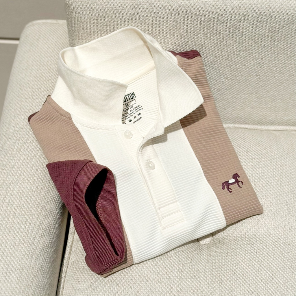 Áo Thun Nam Cao Cấp Polo Gân Phối 3 Màu BY COTTON