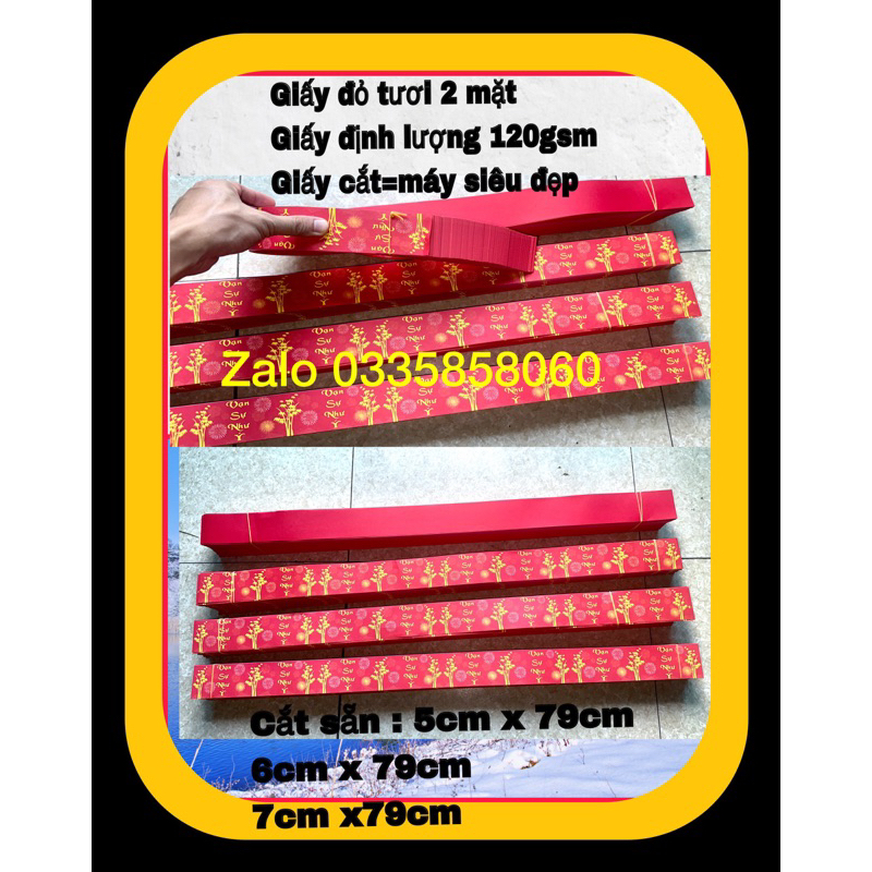 100 tờ giấy đỏ 2 mặt( 5cm x 79cm )in hoạ tiết( định lượng 120gsm)