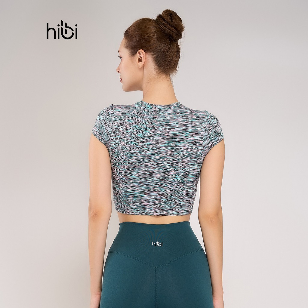 Áo croptop ngắn tay tập Yoga Gym Hibi Sports CR814, kiểu basic, kèm mút ngực