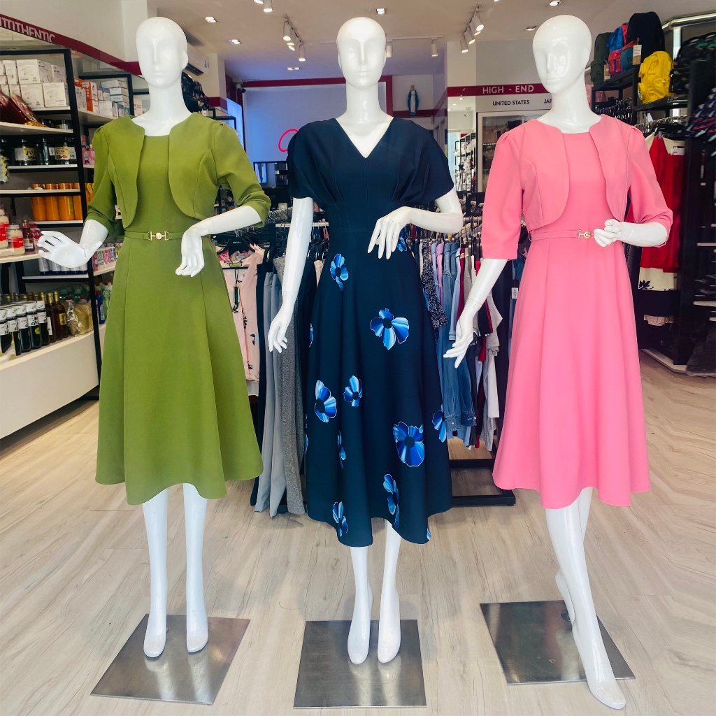 Đầm Katosa Cổ V Tay Liền, Đẹp Tinh Tế Từng Đường Kim Mũi Chỉ, Chất Vải Mềm Thoáng Mát