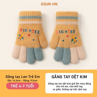 Găng tay len cho bé 4-9 tuổi GL26 - Găng tay len mùa đông cho bé dày dặn, co giãn giữ ấm kín ngón