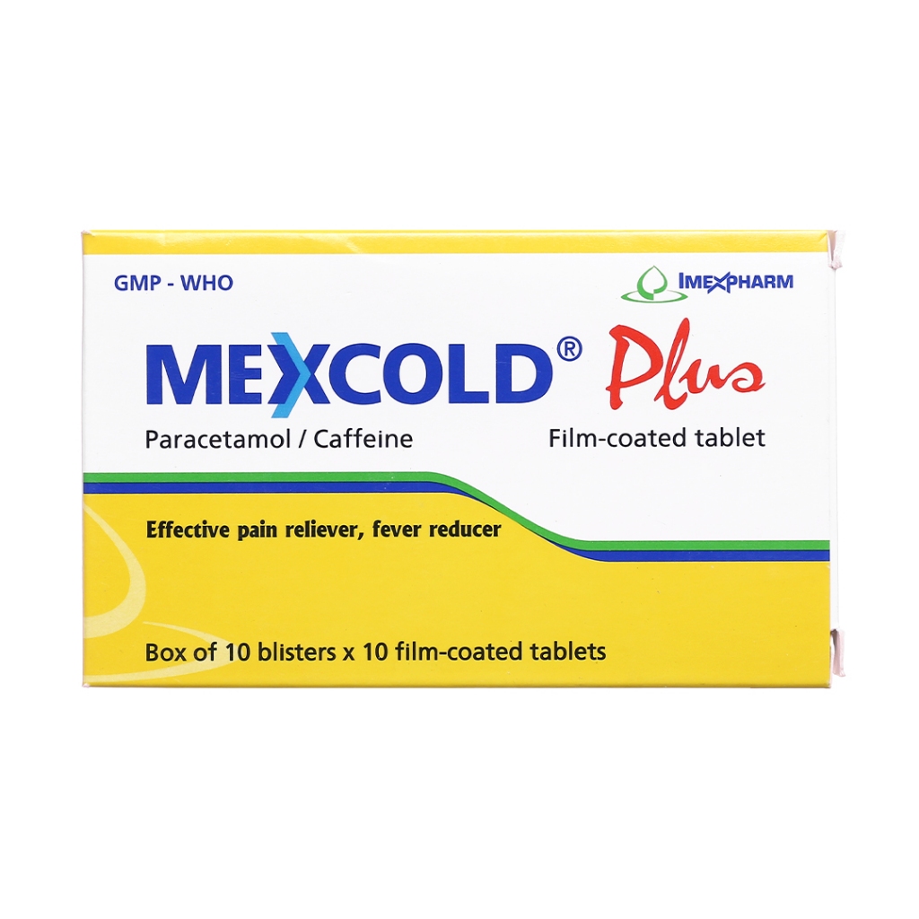 Paracetamol 500mg + Cafein 65mg -  Mexcold Plus - giảm đau, hạ sốt